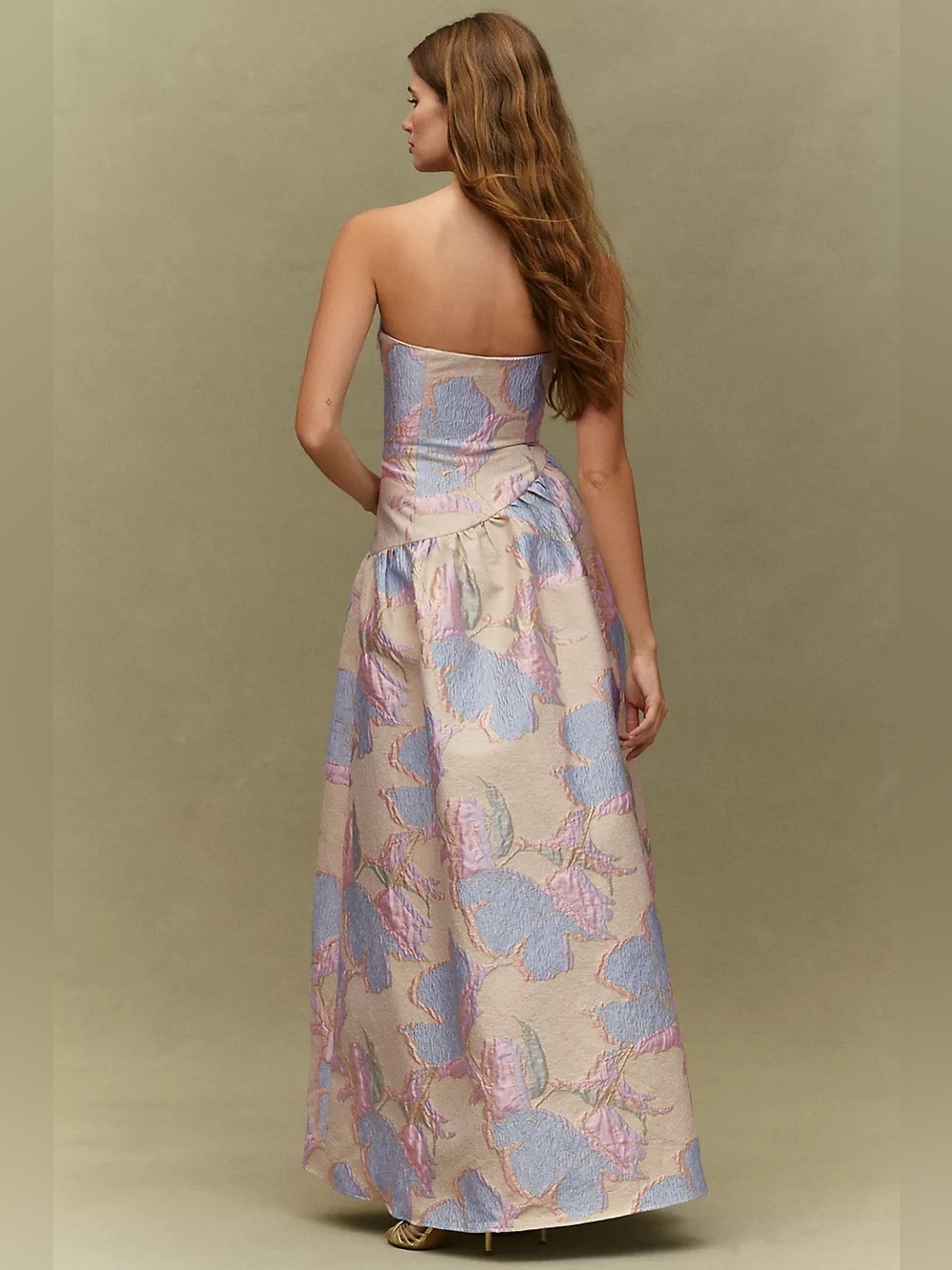 Elliatt Strapless Jacquard Gown in Blush, Lavender and Pale Blue - Picture 4 of 9